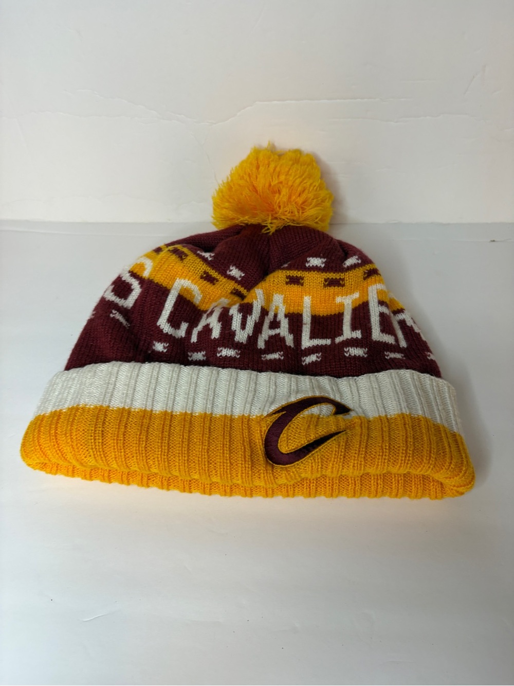 Cleveland Cavaliers NBA Knit Beanie
Hat Pom Pom Maroon Gold White